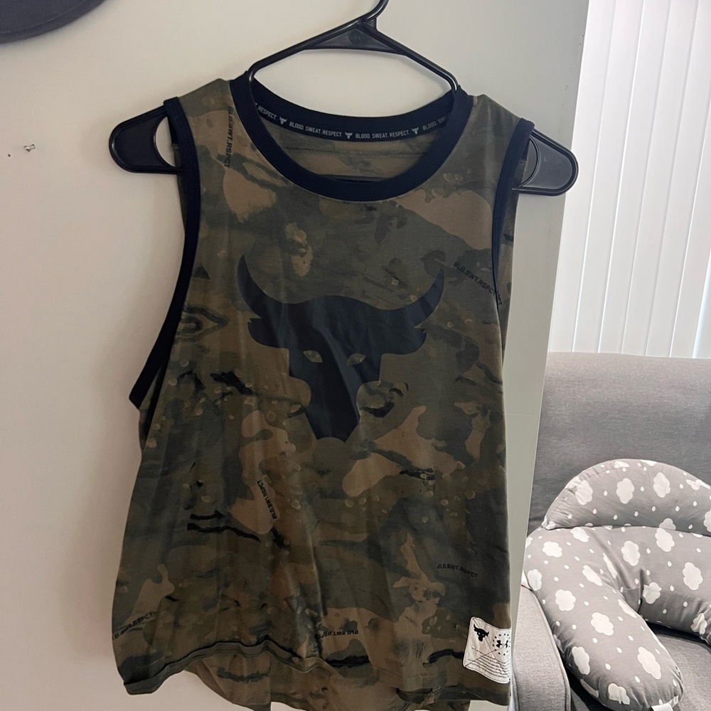 Under Armour Green and Brown Muscle Tee Camouflage